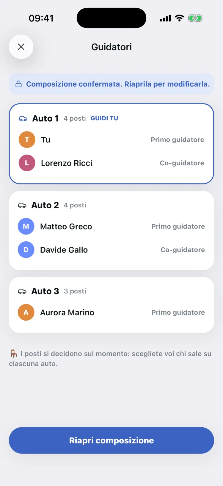 Auto ed equipaggi di guida composti